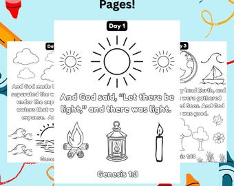 Genesis Creation Story Coloring Pages, Bible Activity (Printable PDF)
