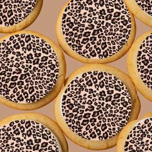 Leopard print edible image 2&quot; | cookie edible image | cheetah print | Pre cut edible image | Jungle party cookie | Wild one edible