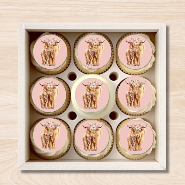 Highland cow edible image | cookie edible image | Fluffy cow print | Country cow edible image | Baby shower party cookie | Mama cow edible