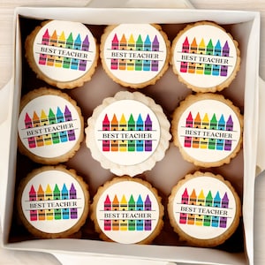 Best teacher edible image | cookie edible image | Teacher appreciation | pre cut edible image | Teacher cookie | Crayon cookies