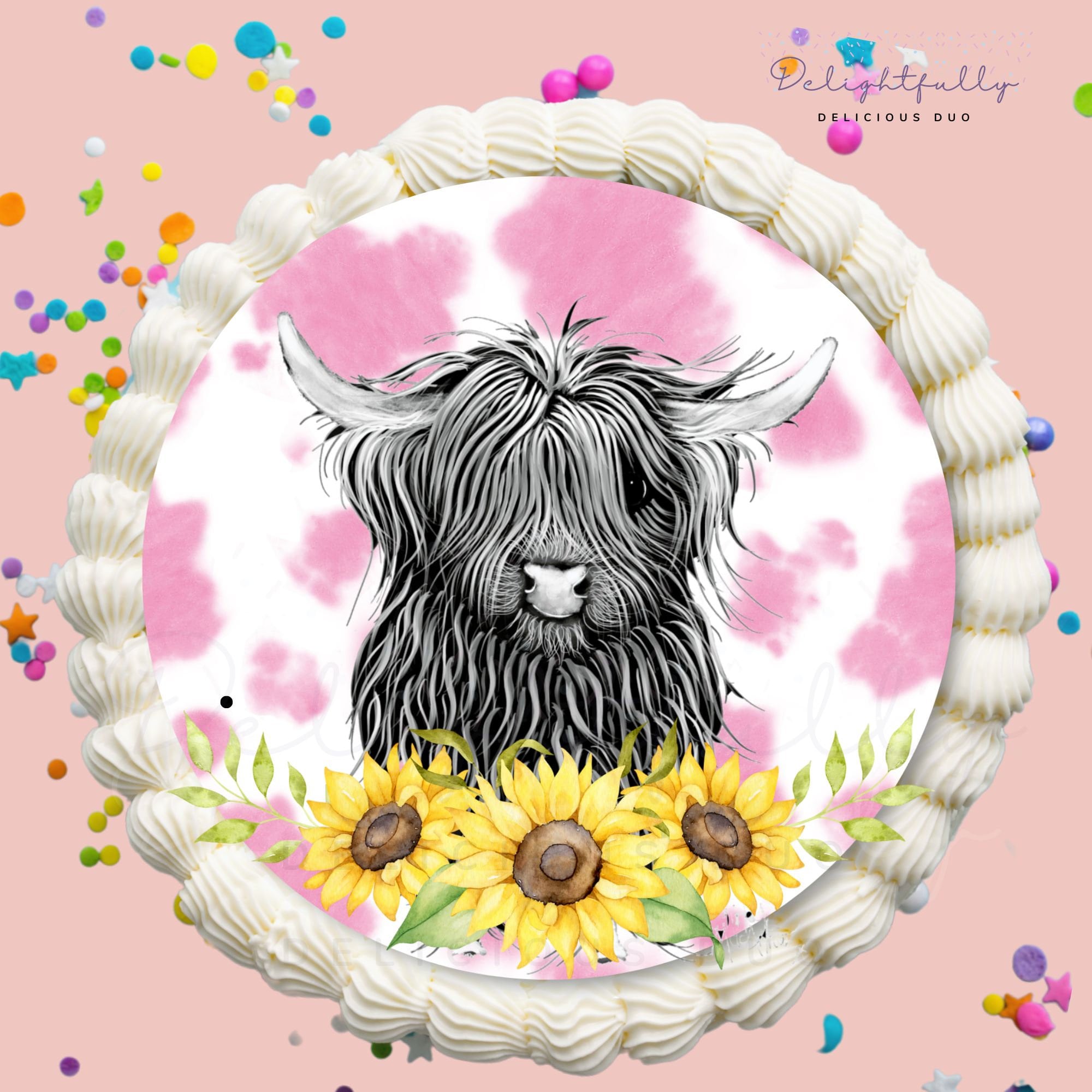 Highland Cow Edible Image Cookie Edible Image Fluffy Cow Etsy