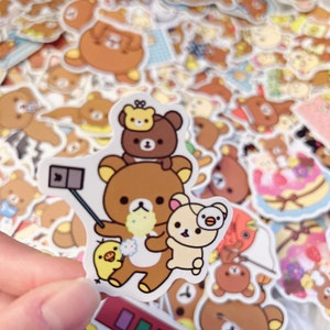 50 pieces Rilakkuma stickers waterproof stickers for luggage laptop kawaii bear yellow brown Japanese Teddy bear stickers for friends