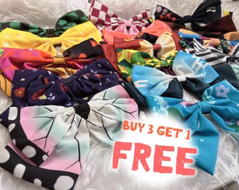 Haarclip met strik in Japanse geest-moordenaarstijl | Handgemaakt hashira-cosplayaccessoire | Leuk cadeau voor haar | Vakantieaanbieding