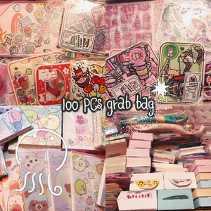 100 pcs kawaii stationery sampler| Bujo | planner | journal | scrapbook | notepads | Washi tape | penpal | stickers | memos | kpop | deco