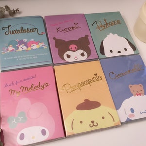 Blocs de notas Sanrio dibujos animados japoneses kuromi cinnamoroll pompompurin personaje plegables blocs de notas adhesivos pochacco my melody