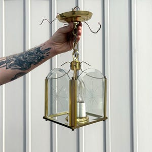 Vintage Mid Century Starburst Brass Light Fixture Ceiling Mount *NOT TESTED*