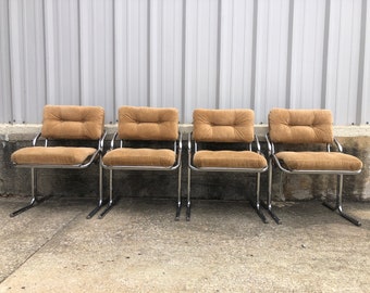 SOLD Vintage Mid Century Tubular Chrome Dining Chairs