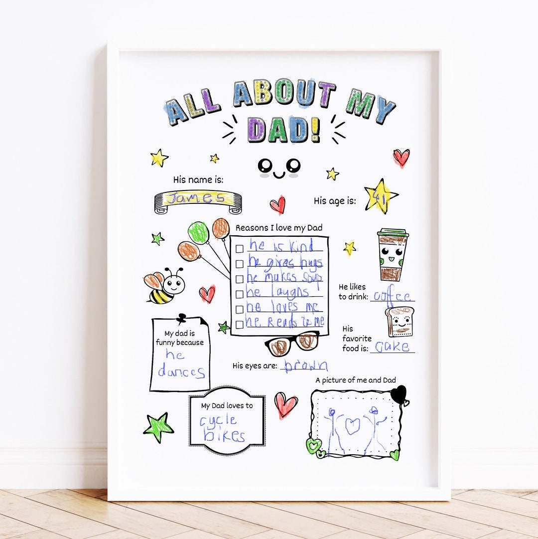 All About My Dad Printable, All About Dad, Gift for Dad, Father's Day ...