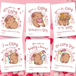 Capibara, compañero de clase, San Valentín, intercambio de San Valentín, San Valentín para el aula de preescolar, San Valentín para guarderías, regalo para la clase