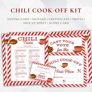 Chili Cook Off Ballot Printables, Chili Cook Off Sign Up Sheet, Chili Cook Off Score Card, Trivia Game, Award Certificate, Instant Download