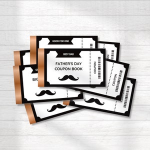 Editable Father&#39;s Day Coupons, Printable Coupon Book, Dad Gift, Father&#39;s Day Vouchers, Gift for Him, Coupons Template