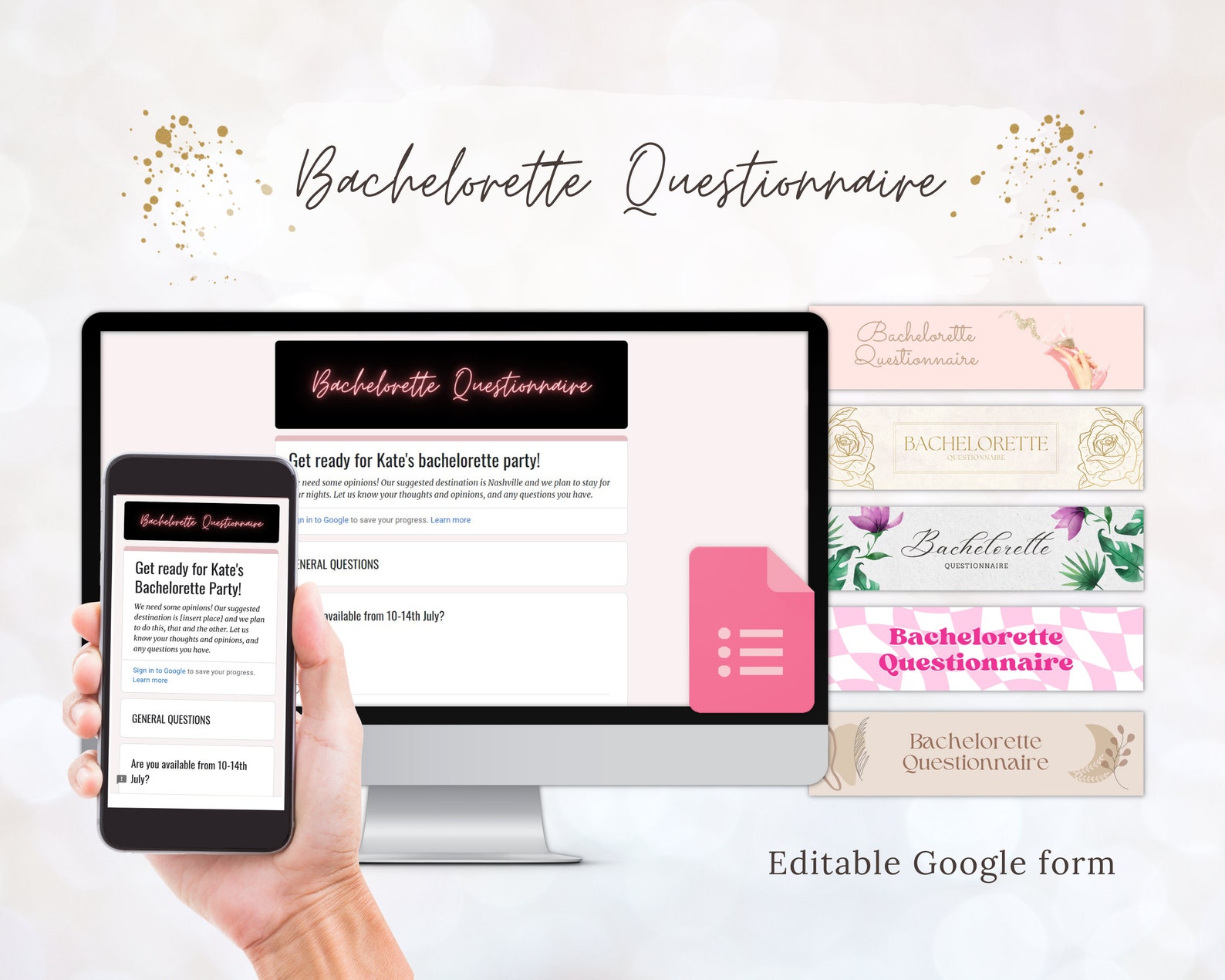 Bachelorette Questionnaire, Bachelorette Survey, Editable Google Form ...