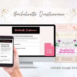 Bachelorette Questionnaire, Bachelorette Survey, Editable Google Form, Bachelorette Party Plan, Bach Party Planning, Bachelorette itinerary