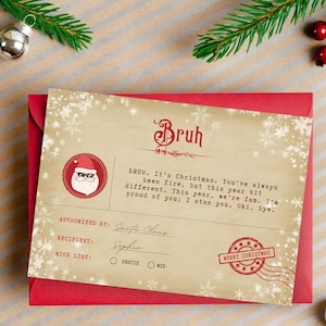 Carta de Papá Noel para adolescentes, carta de Papá Noel para Telegram imprimible, descarga instantánea