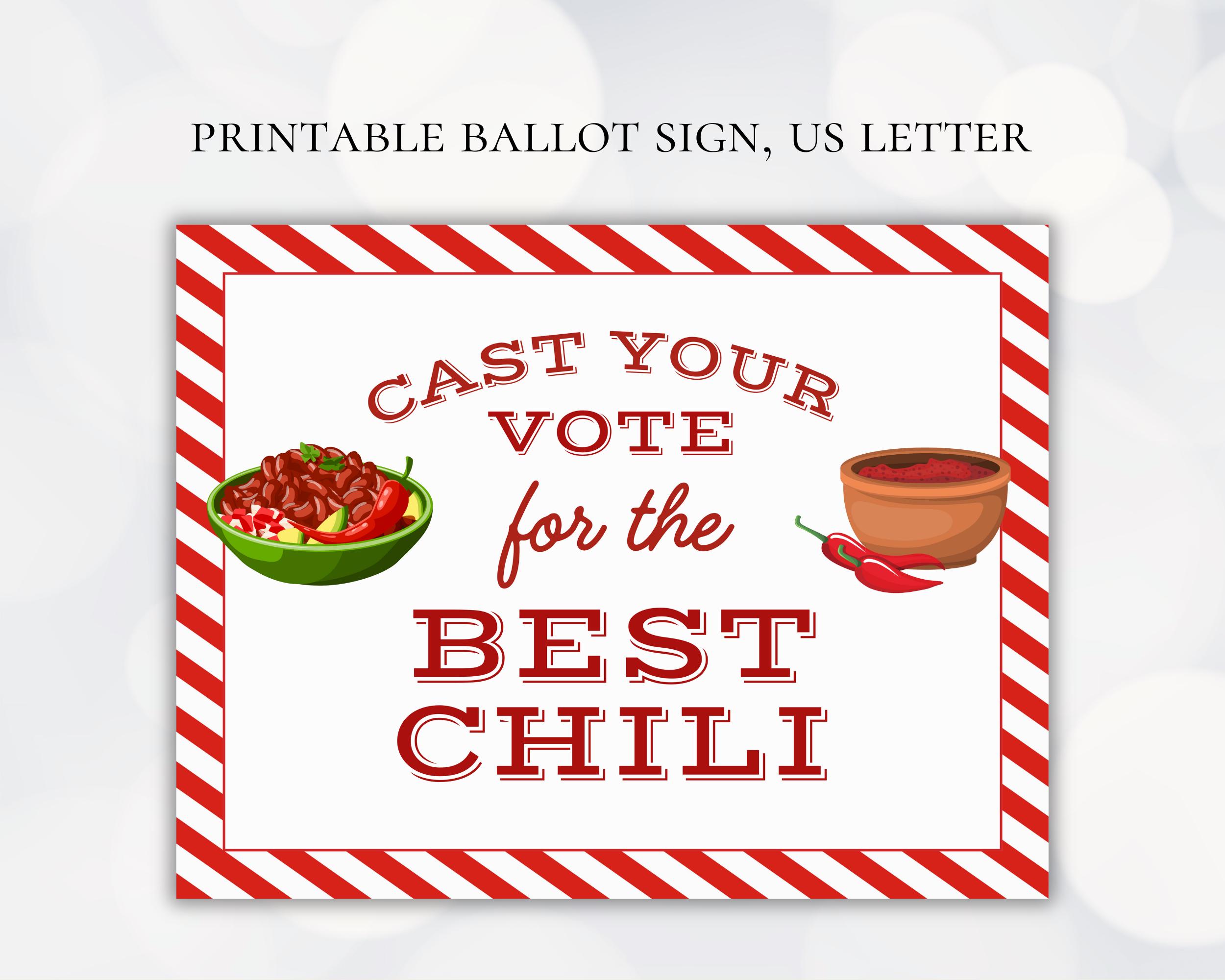 Chili Cook off Ballot Printables, Chili Cook off Sign up Sheet, Chili ...