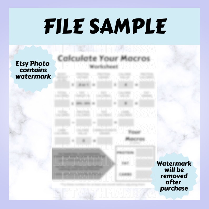 Macro Calculator Digital Download Worksheet, Easy Macro Calculator