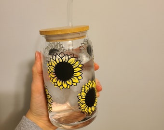 Sunflower glass tumbler