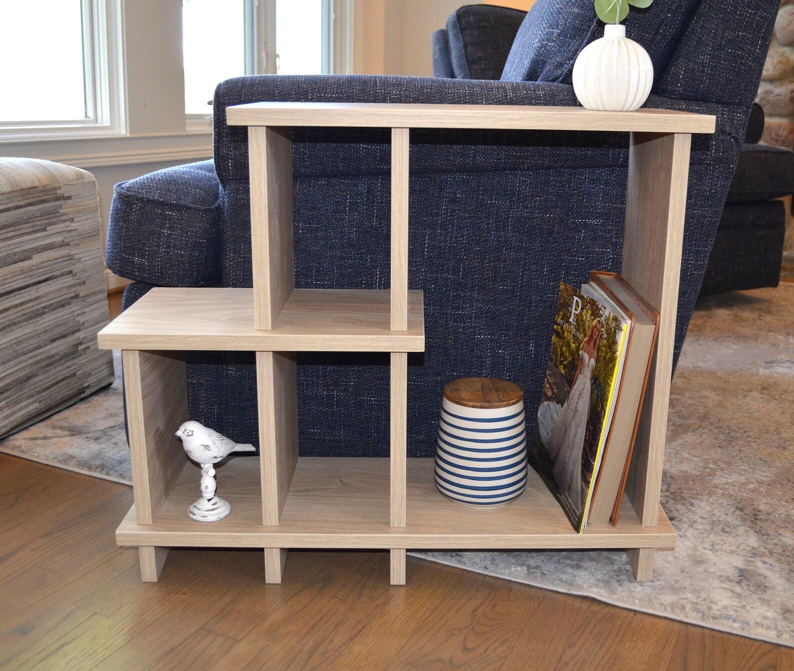 Light Wood Grain Side Table & Bookshelf - Etsy