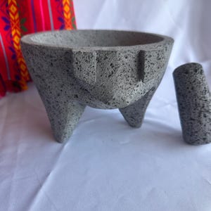 9&quot; Mexican Molcajete, Black Volcanic Stone Mortar and Pestle