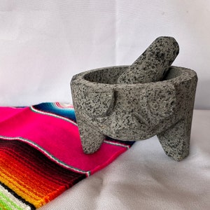 Small 4-inch Mexican Molcajete: Volcanic Mortar and Pestle