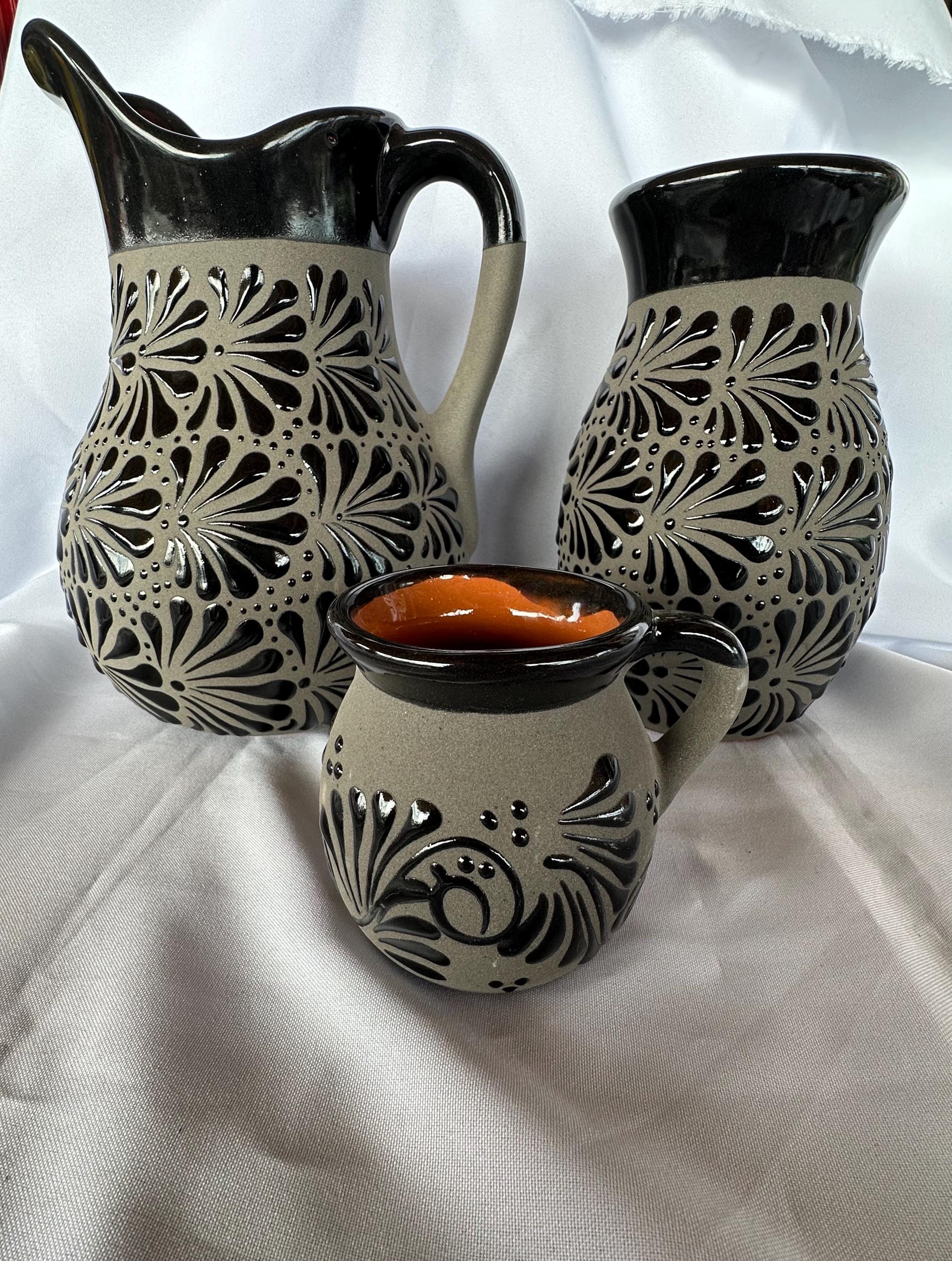 ARTISTIC SEITO　レトロキャニスター/ポット　フラワーチャイルド BLACK Cielito Lindo Inspired Pitcher; Mexican Handmade Pitcher