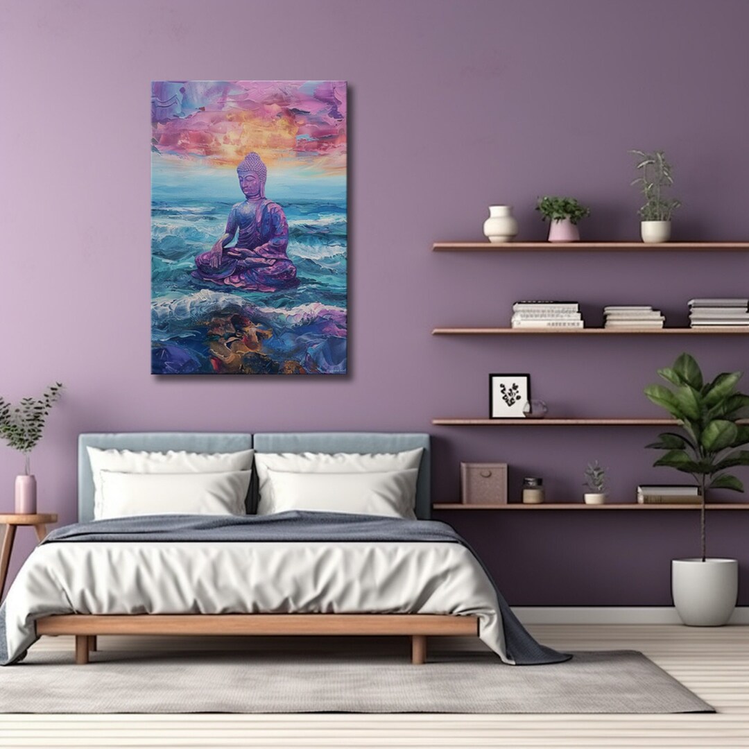 Buddha Wall Art Buddha Meditating at Sea Impasto Painting Zen Wall Art ...