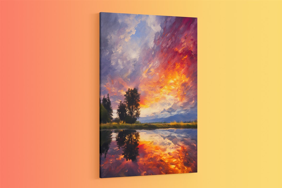 Oversized Wall Art Impressionist Landscape Canvas Print Aesthetic Room