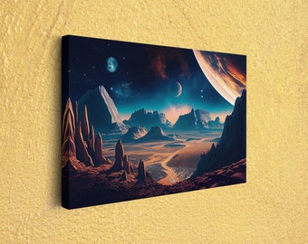 AI Landscape Canvas Print AI Painting Desert Landscape Space Art Celestial Wall Art Ready to Hang