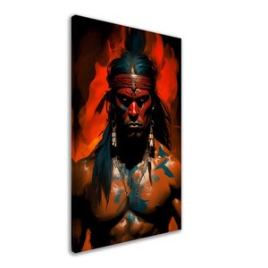 Puerto Rican Art Abstract AI Painting Taino Warrior Canvas Print Taino Wall Art Living Room Wall Decor AI-Generated Art Puerto Rico Gift image 2