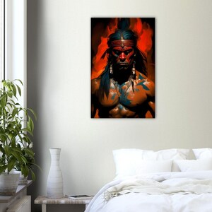 Puerto Rican Art Abstract AI Painting Taino Warrior Canvas Print Taino Wall Art Living Room Wall Decor AI-Generated Art Puerto Rico Gift image 5