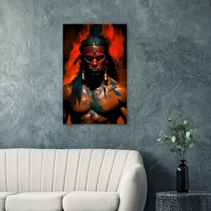 Puerto Rican Art Abstract AI Painting Taino Warrior Canvas Print Taino Wall Art Living Room Wall Decor AI-Generated Art Puerto Rico Gift image 7