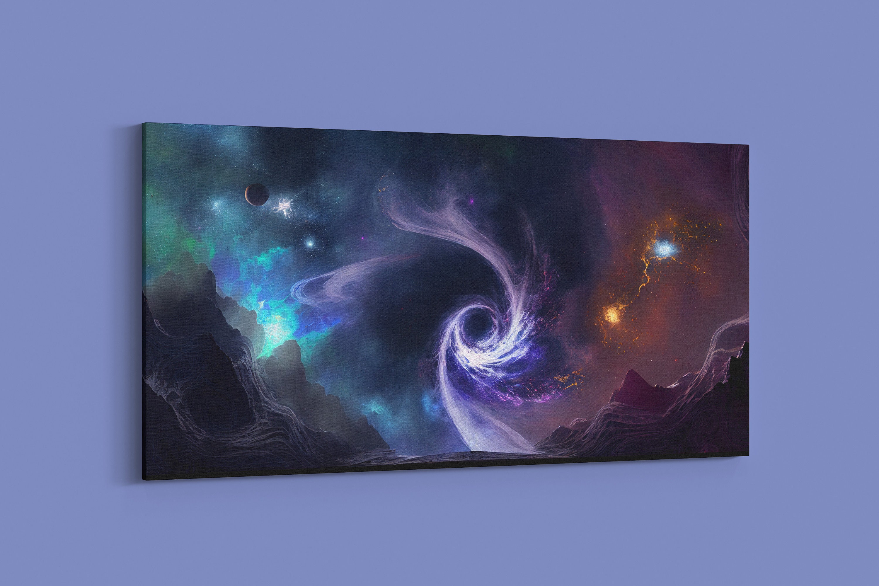 AI Space Art, Black Hole in Outer Space, AI-Generated Art, Living Room Wall Décor, Celestial Wall Art, AI Painting, Celestial Canvas Print