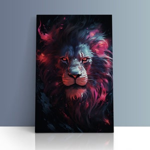 Abstract Canvas Art Lion Painting Wall Art Lion Head Nature Wall Art Lion Wall Décor Canvas Wall Hanging Large Painting Lion Wall Art