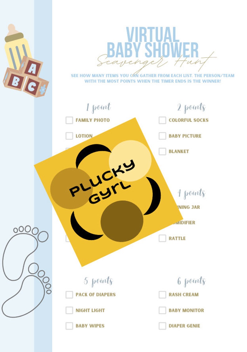 Boy Baby Shower Virtual Scavenger Hunt Etsy