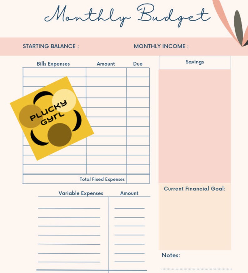 Monthly Budget Template Etsy