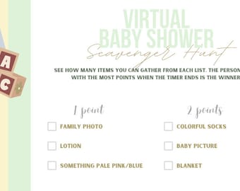 Baby Shower Scavenger Hunt Virtual, Editable Template, Printable, PDF ...