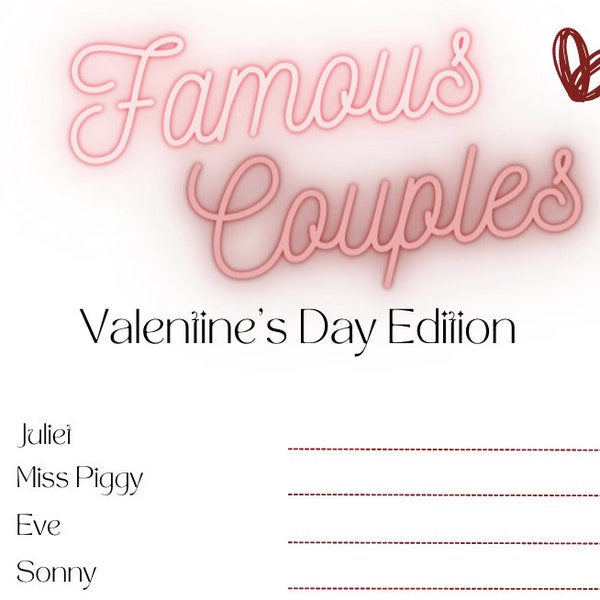 Valentine's Day Famous Couples Game