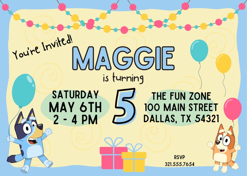 Bluey Birthday Party Invitation Etsy