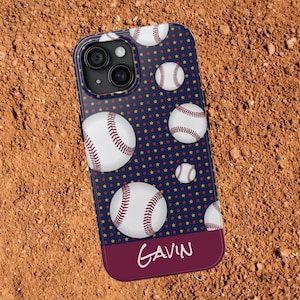 Custom Baseball iPhone Case, Personalized gift ideas for baseball player, iPhone 15 14 13 12 Mini 11 Pro Max X cover, kids unique phone case