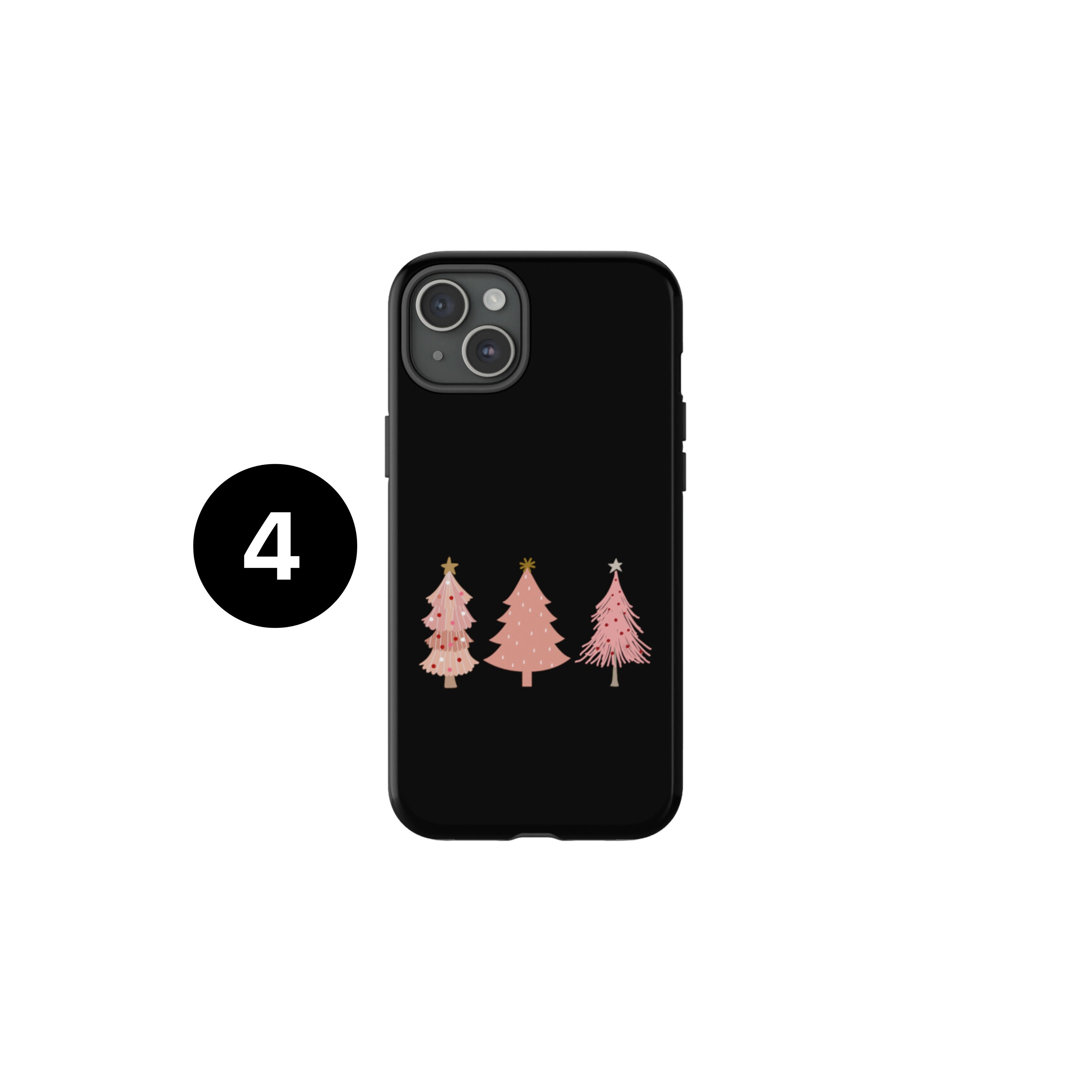 Cute Pink Christmas Tree iPhone 15 Pro Case, Trendy 14 Pro Max Cover