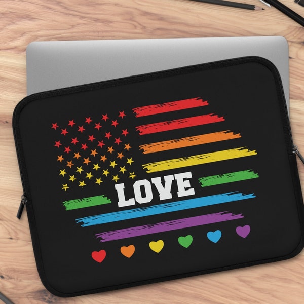 Love is Love LGBT Pride Rainbow Flag Laptop Sleeve tablet case cover, MacBook pro 13, 15, Air, iPad Pro carry cases, 17", 15", 13", 10", 7"