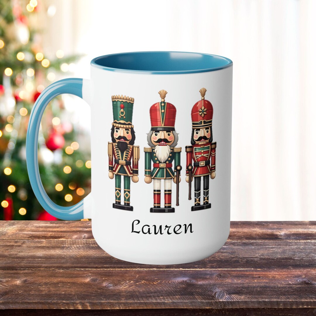 Personalized Christmas Nutcracker Mug, Holiday Cup, Custom Name Mugs