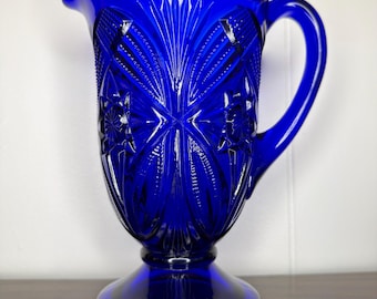 Vintage Moser Glass Cobalt Blue Pitcher