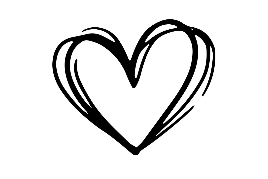 Digital Download Black Heart on White Background Easy Digital Sketchy Style Download Instant