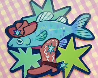 Cowboy Fish Sticker