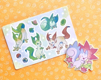 Pokemon Leafeon and Pachirisu Stickers