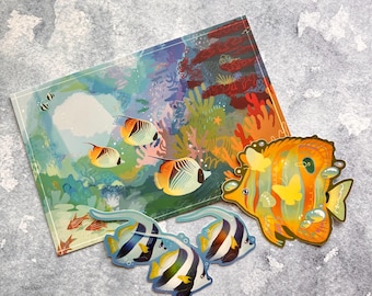 Fish Ocean Shark River Sticker and Postcard Sets