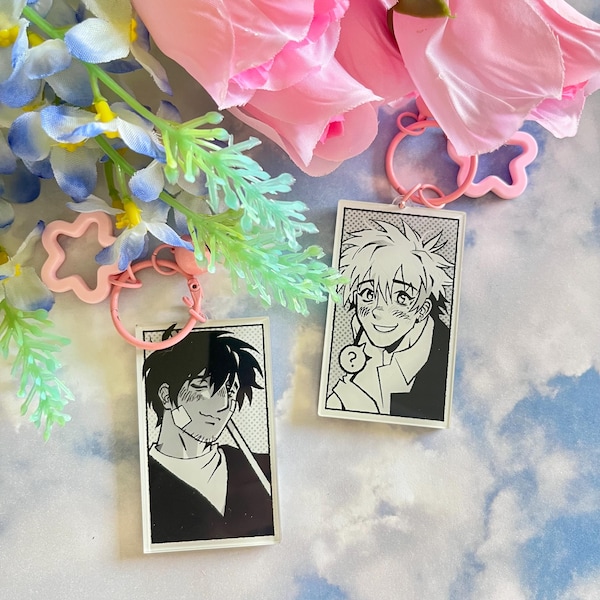 PREORDER Double Sided Trigun Wolfwood and Vash Hospital Arc Keychain