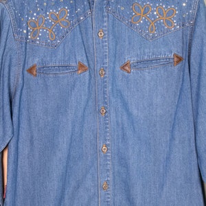 The Charlene Rhinestone Denim Western Shirt image 6