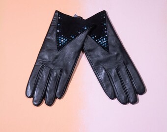 The Yates Rhinestone Leather Gloves